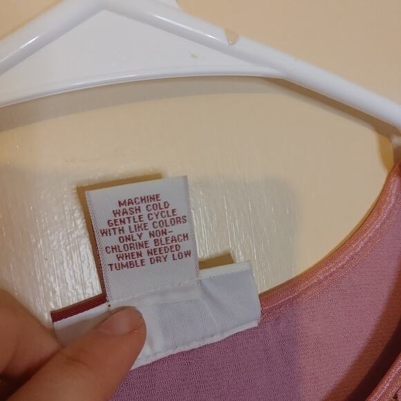 JM Collection Size Small Nylon Pink Floral Flower Textured Short Sleeve Blouse - Picture 7 of 8